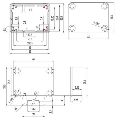 Small Custom Aluminum Enclosure For Modular Width35*Height26*Length80mm In Black and Silver